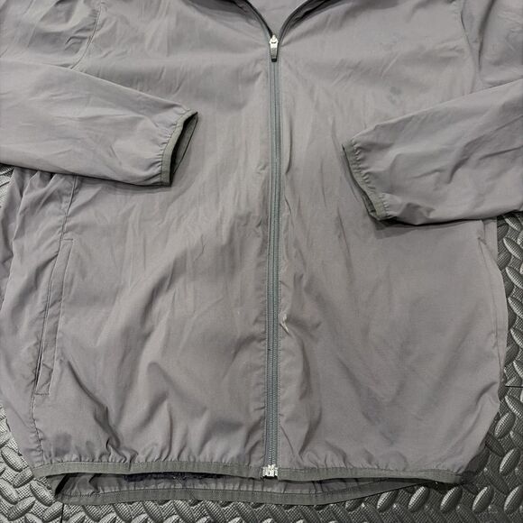 Rhone Tech Jacket Mens L Gray Full Zip Jacket Hidden Hood Rain Wind Retail $120 - Picture 2 of 10